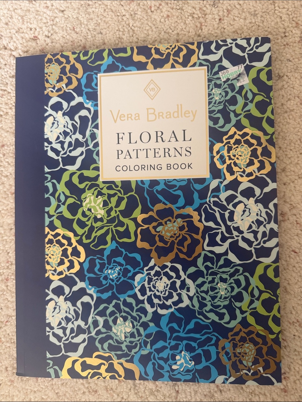 Vera Bradley Floral Patterns Coloring Book - Navy, Blue, Green, Gold, White